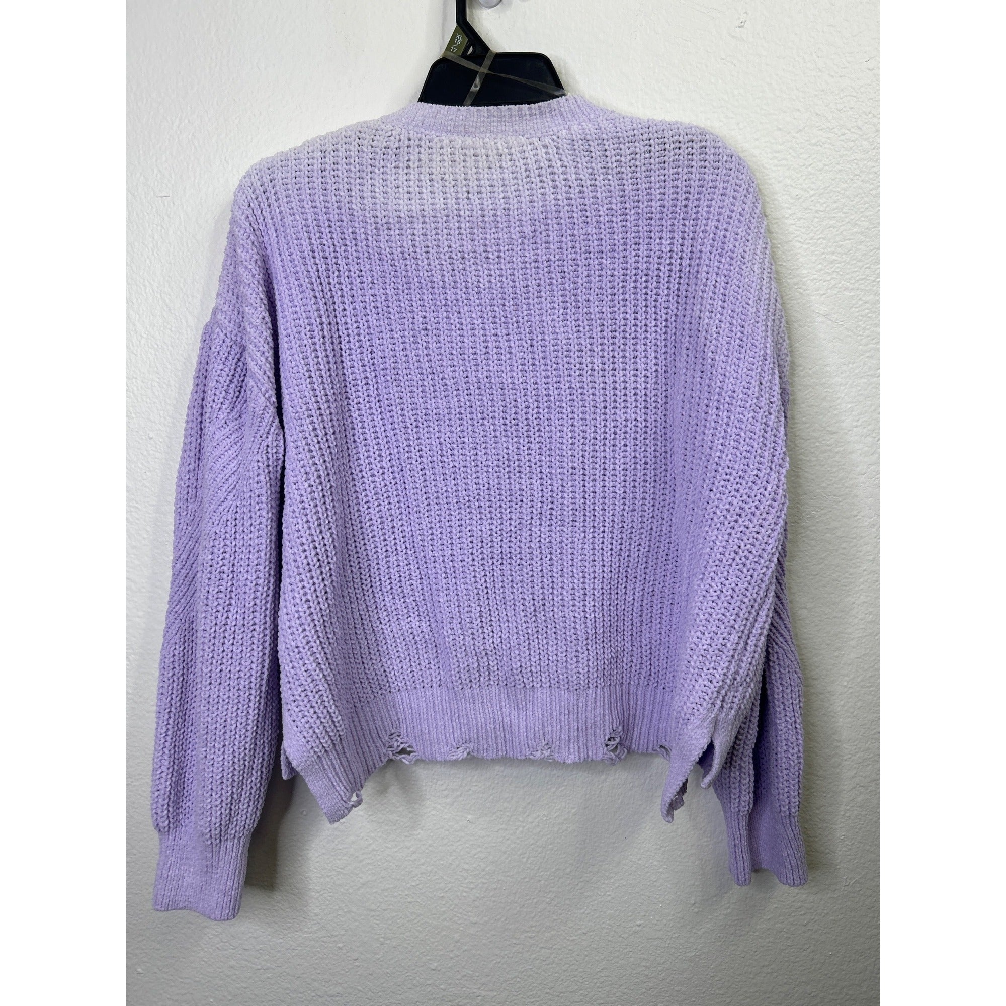 #1082 No Boundaries Women's Lavender Knit V-Neck Long Sleeve Sweater Size XL