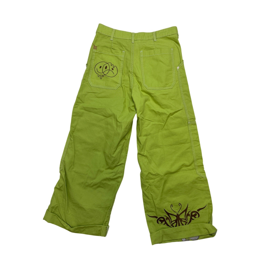 #1211 BDG Size 6 Lime Green Wide-Leg Jeans With Graphic Print & Pockets