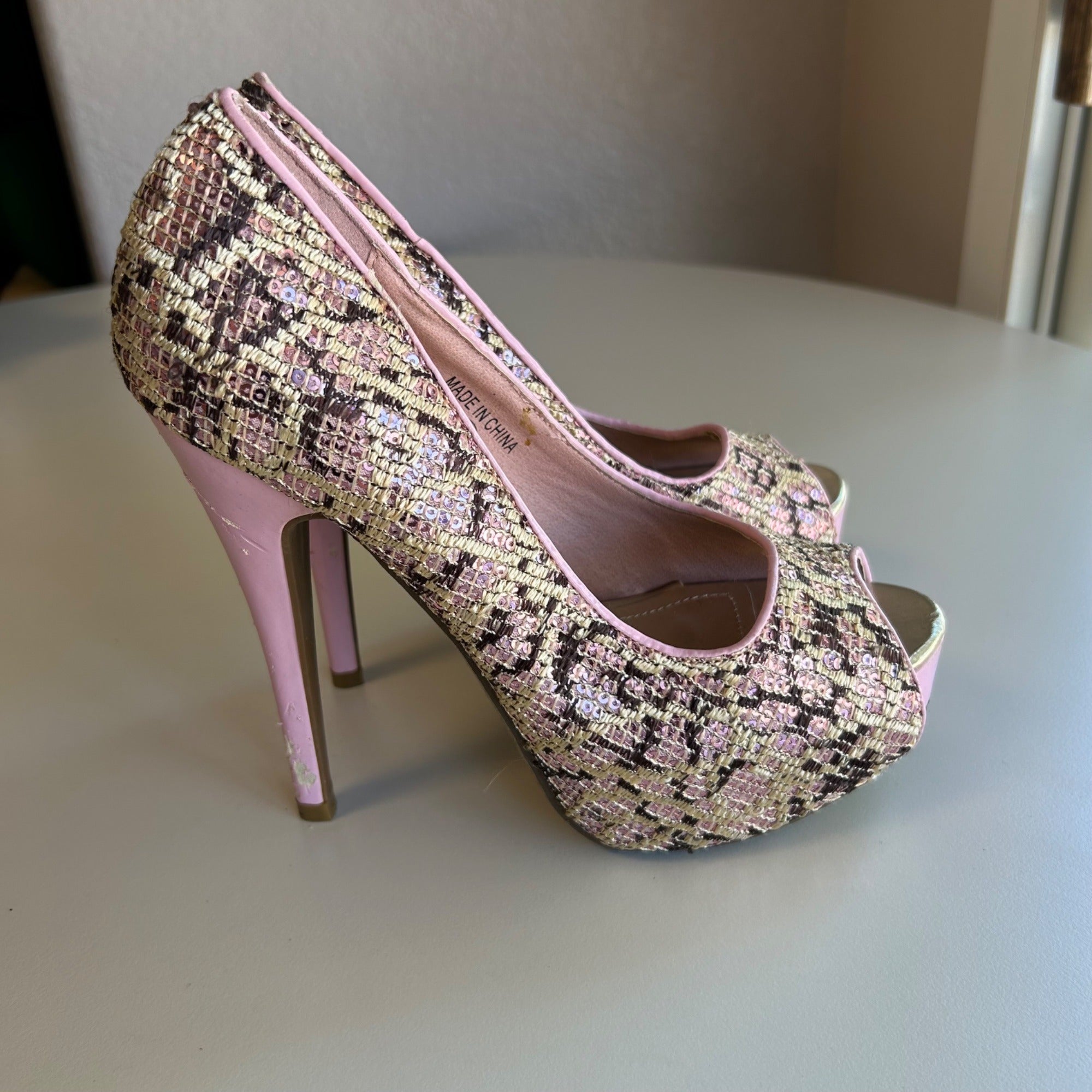 Peep Toe Platform High Heels By DBDK Fashion Size 7