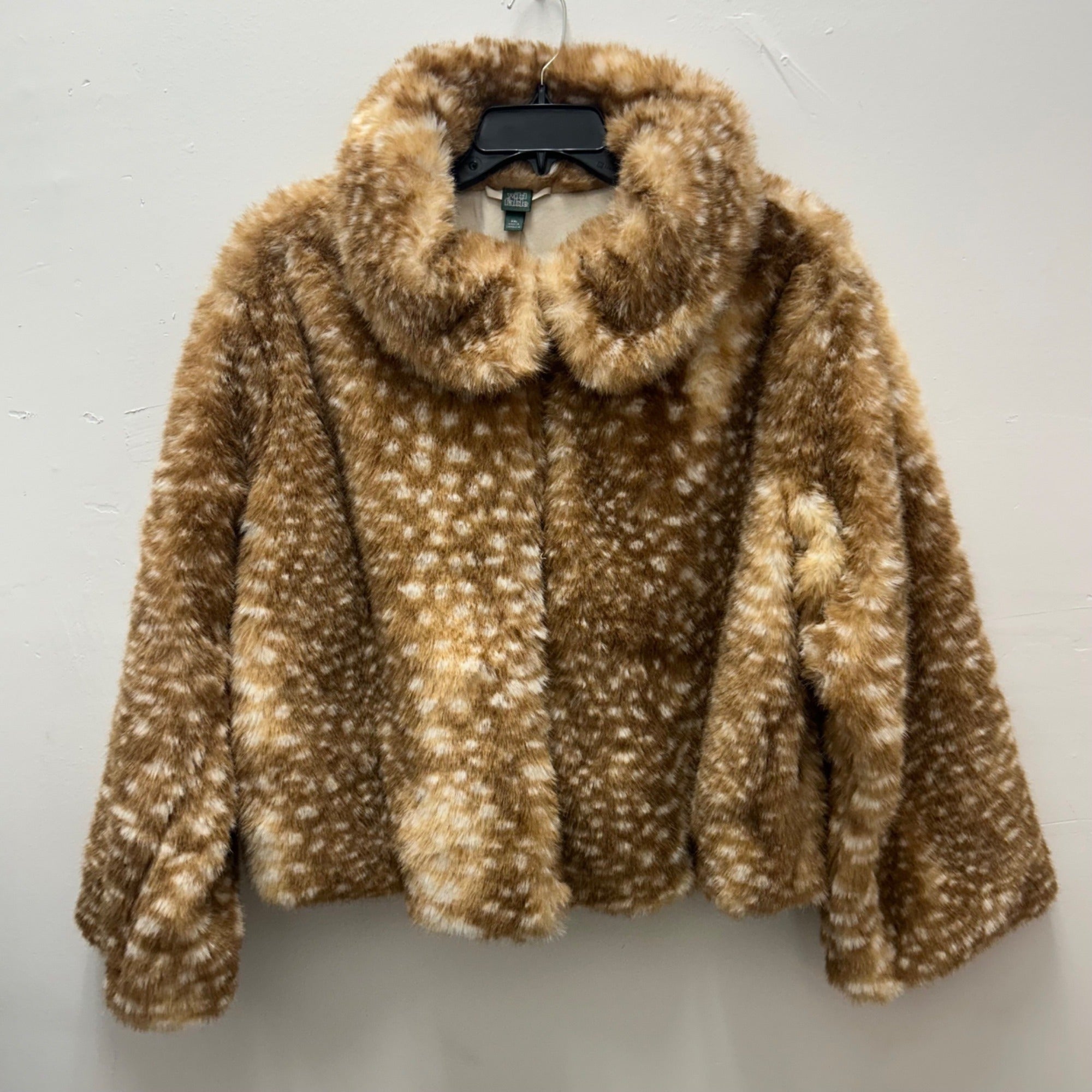 K-170 Wild Fable Women's XXL Faux Fur Brown Fawn Print Jacket