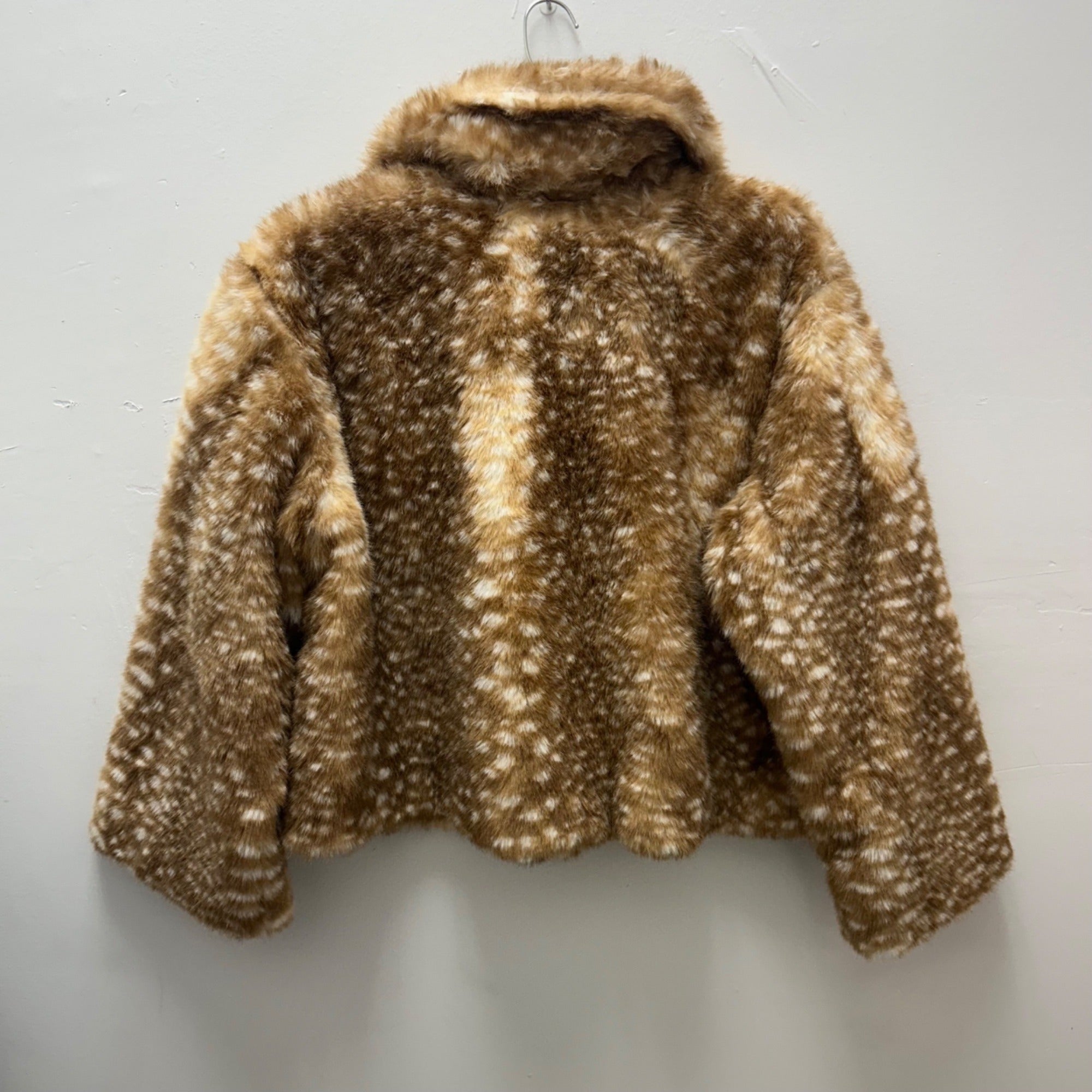 K-170 Wild Fable Women's XXL Faux Fur Brown Fawn Print Jacket