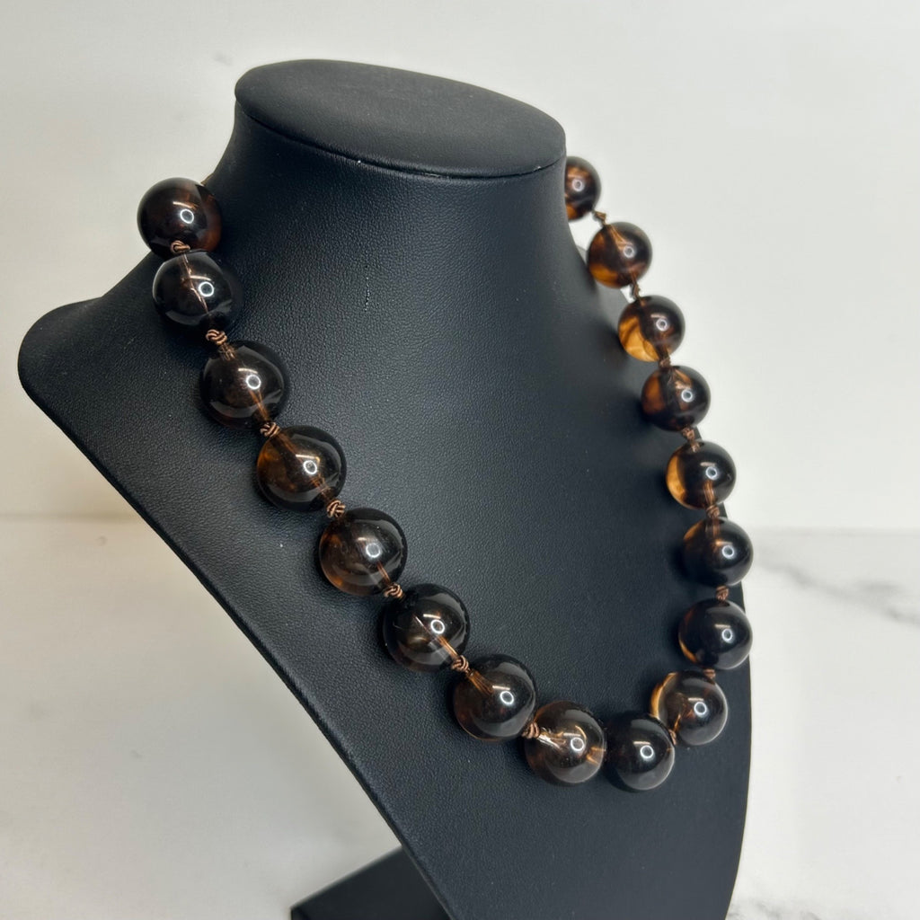 DG-58 Icing Brown Beaded Statement Necklace With Adjustable Chain