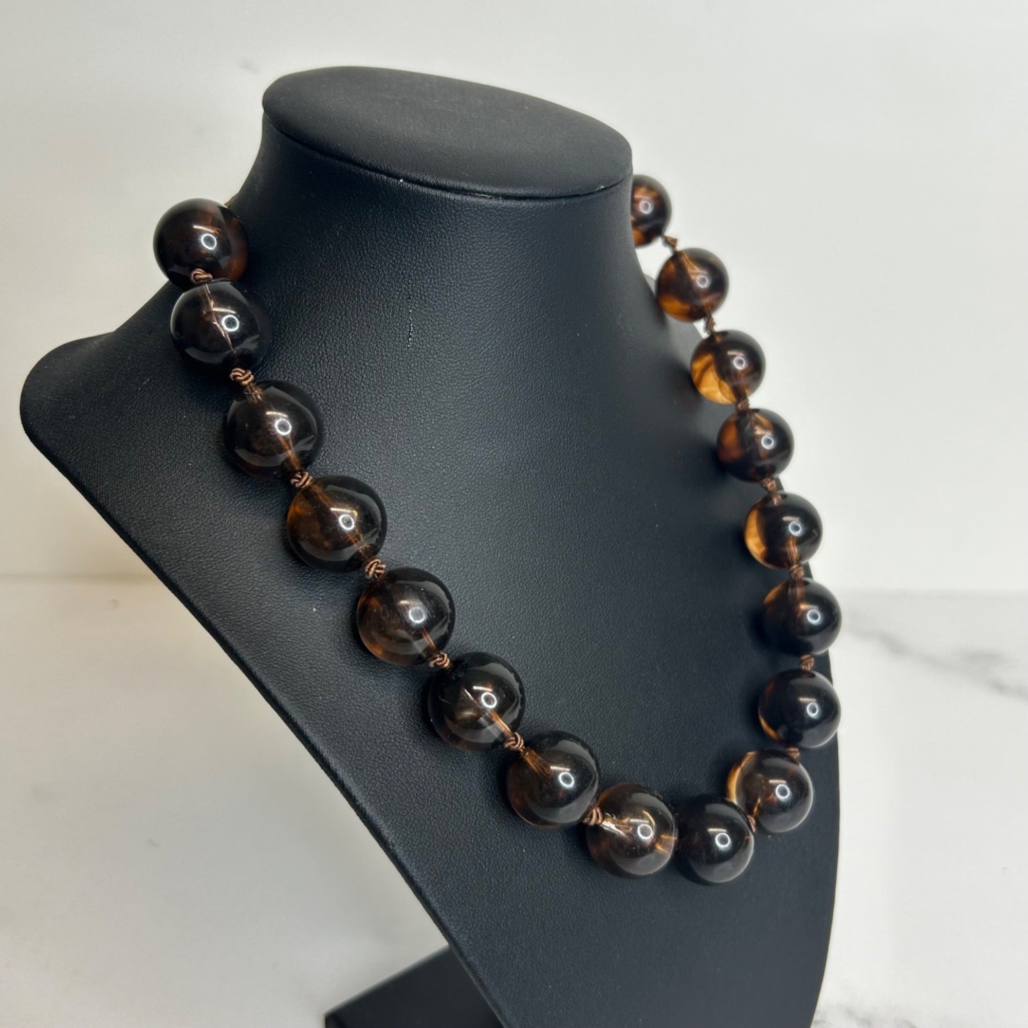 DG-58 Icing Brown Beaded Statement Necklace With Adjustable Chain