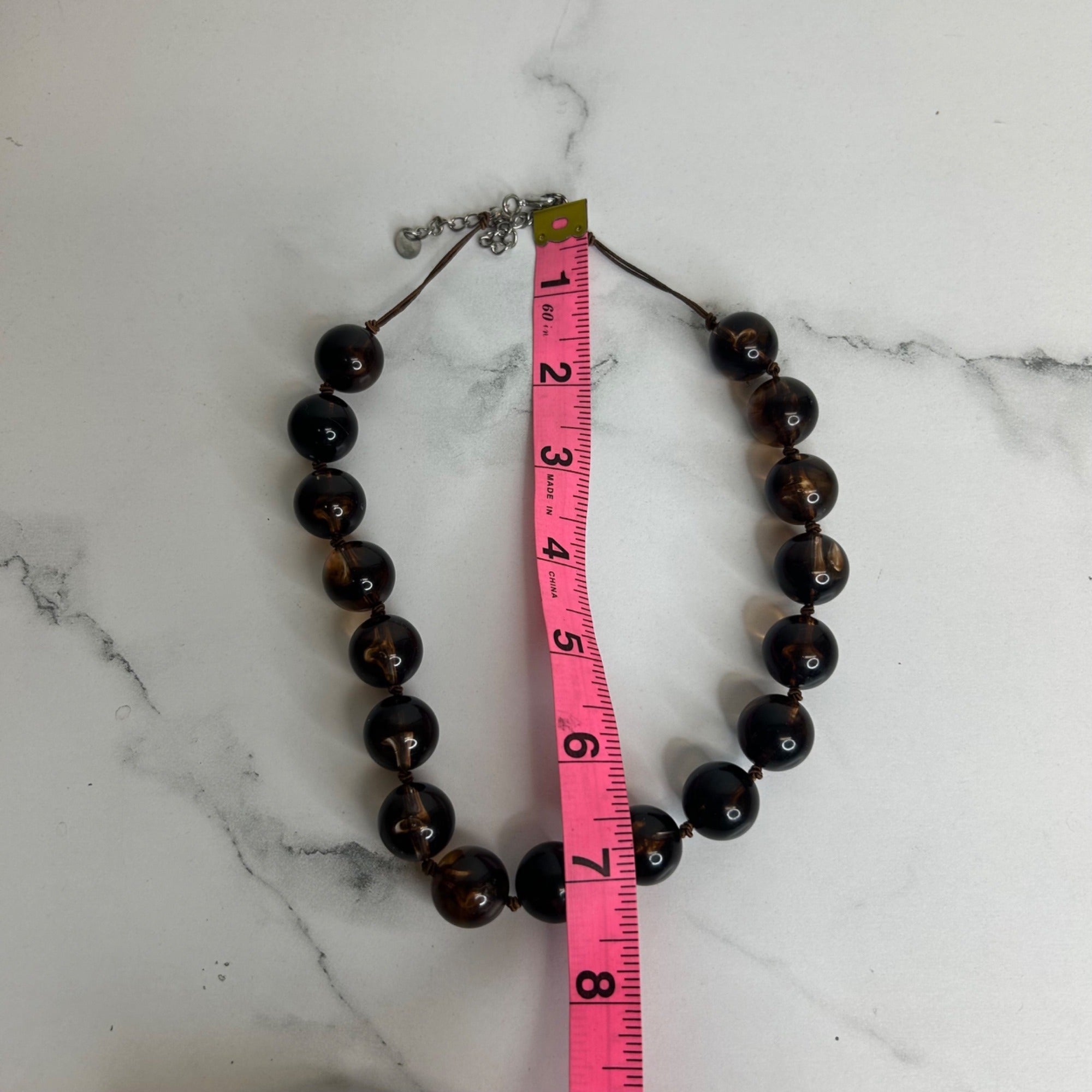 DG-58 Icing Brown Beaded Statement Necklace With Adjustable Chain