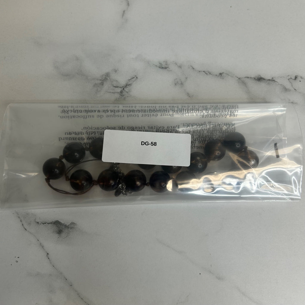 DG-58 Icing Brown Beaded Statement Necklace With Adjustable Chain