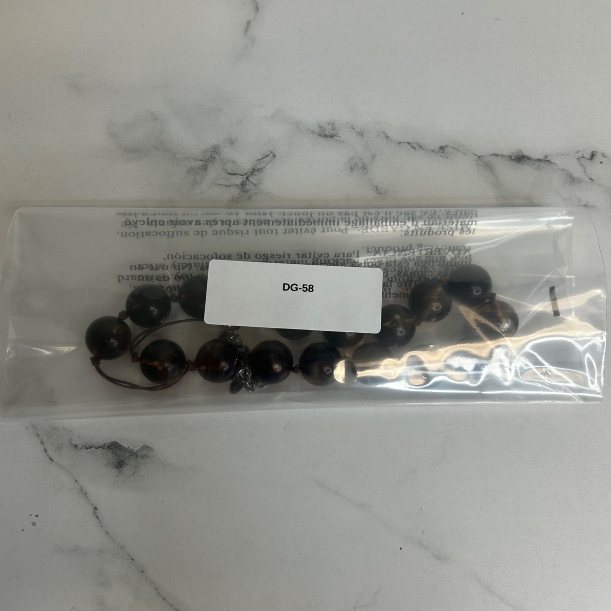 DG-58 Icing Brown Beaded Statement Necklace With Adjustable Chain