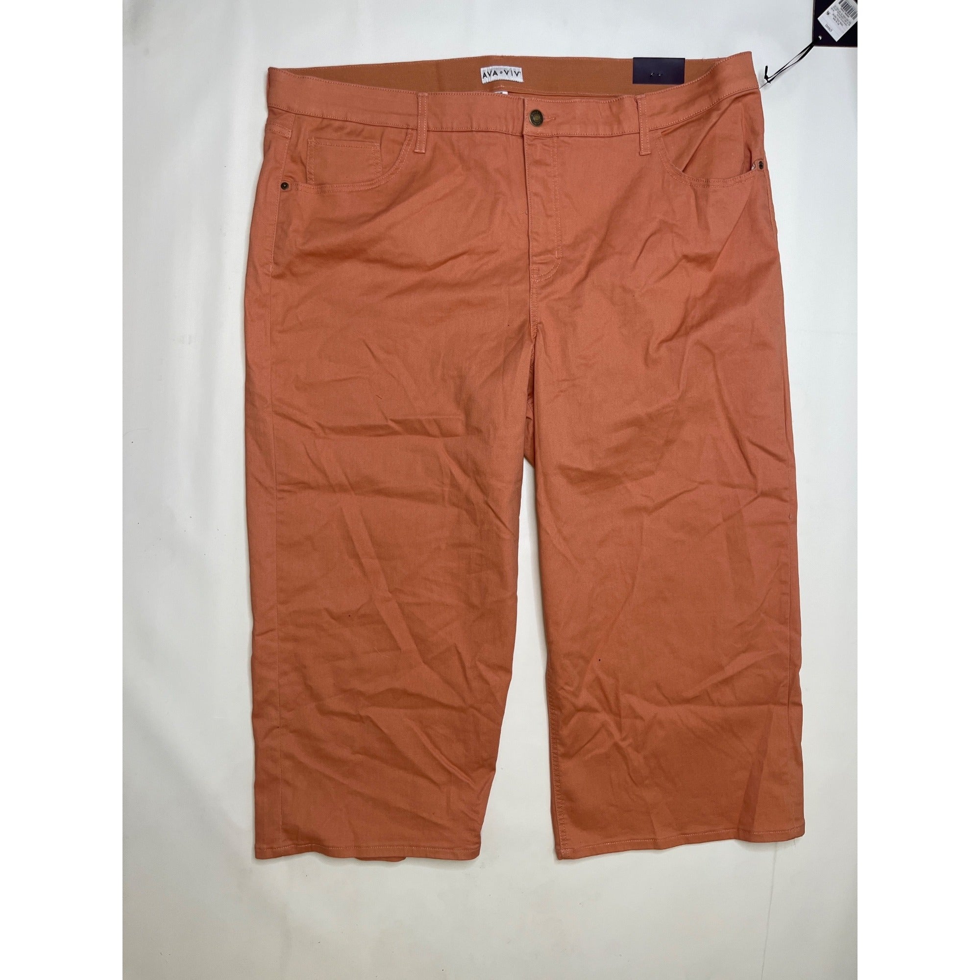 #1059 AVA & VIV 26W Rust Orange Cropped Straight Leg Pants