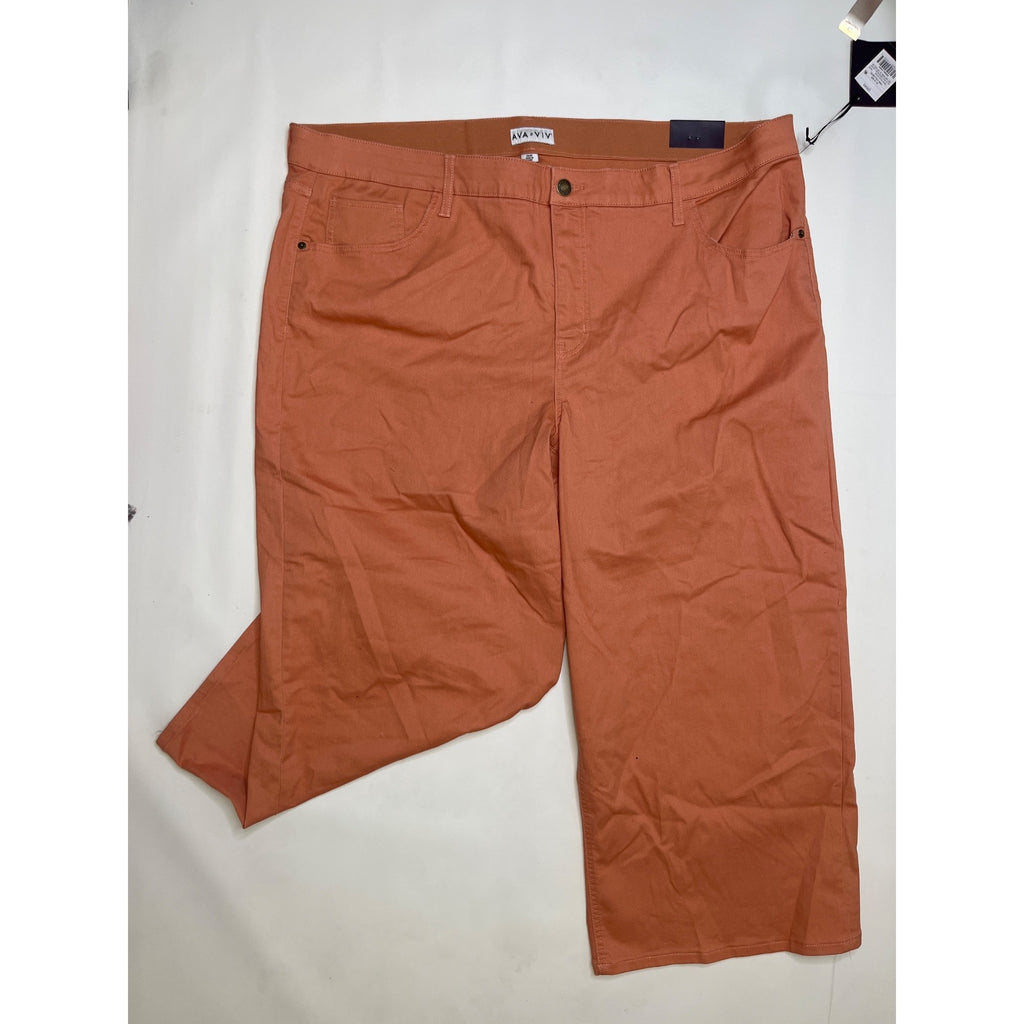 #1059 AVA & VIV 26W Rust Orange Cropped Straight Leg Pants