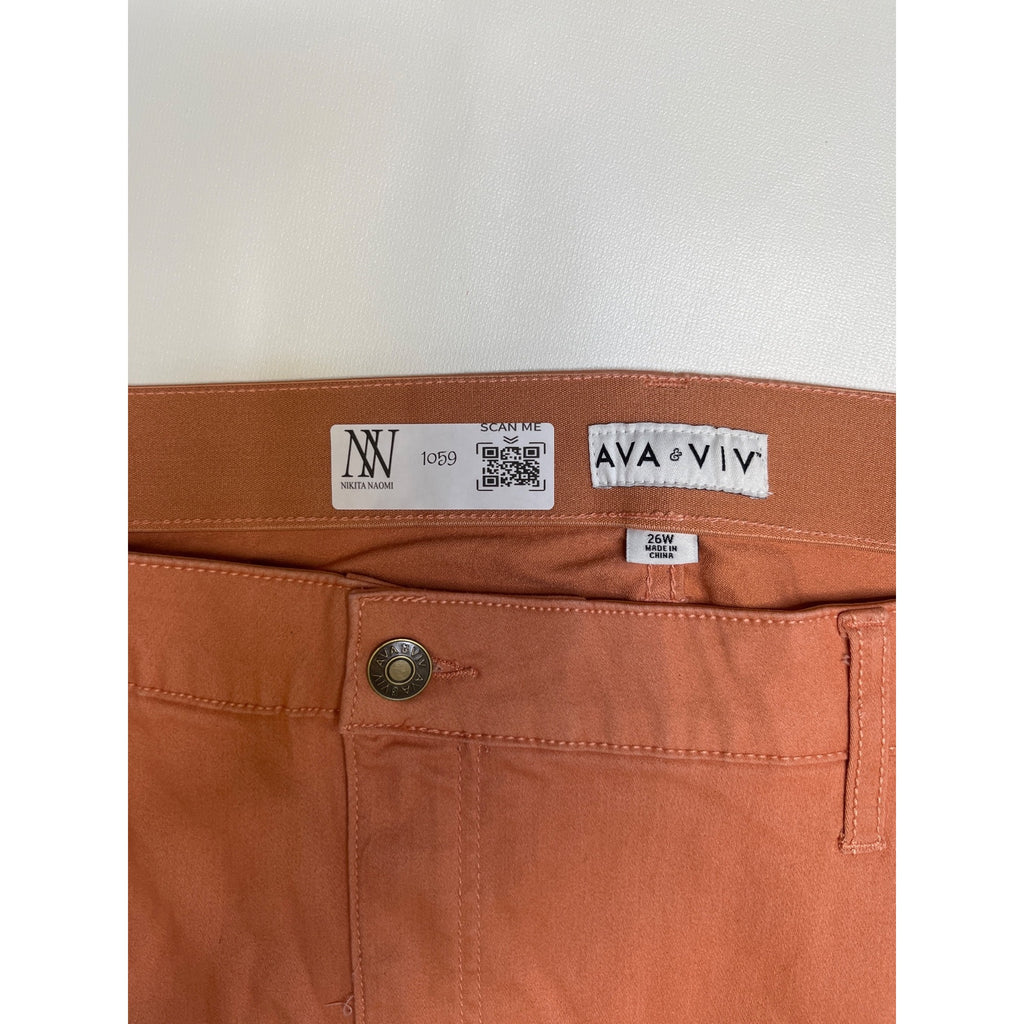 #1059 AVA & VIV 26W Rust Orange Cropped Straight Leg Pants