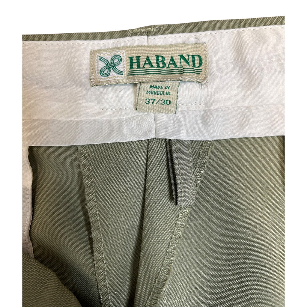 DG-96 Vintage Haband Olive Green Dress Pants Flat Front Classic Fit Size 37/30