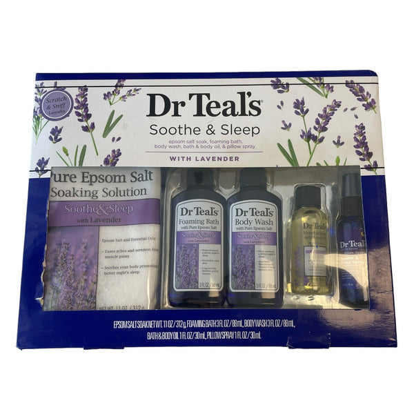 Dr. Teal's 5 Piece Set Soothe & Sleep with Lavender, Bath and Body Gift Set