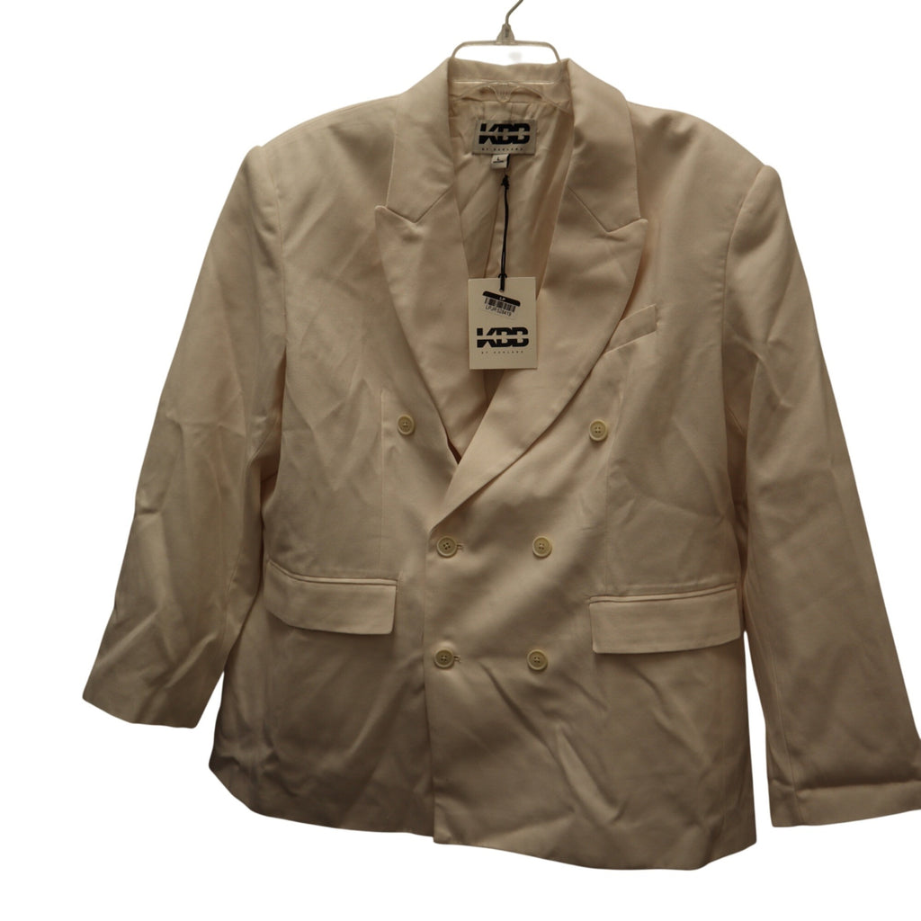 K-267 KBB Women's Size Large Double-Breasted Cream Blazer
