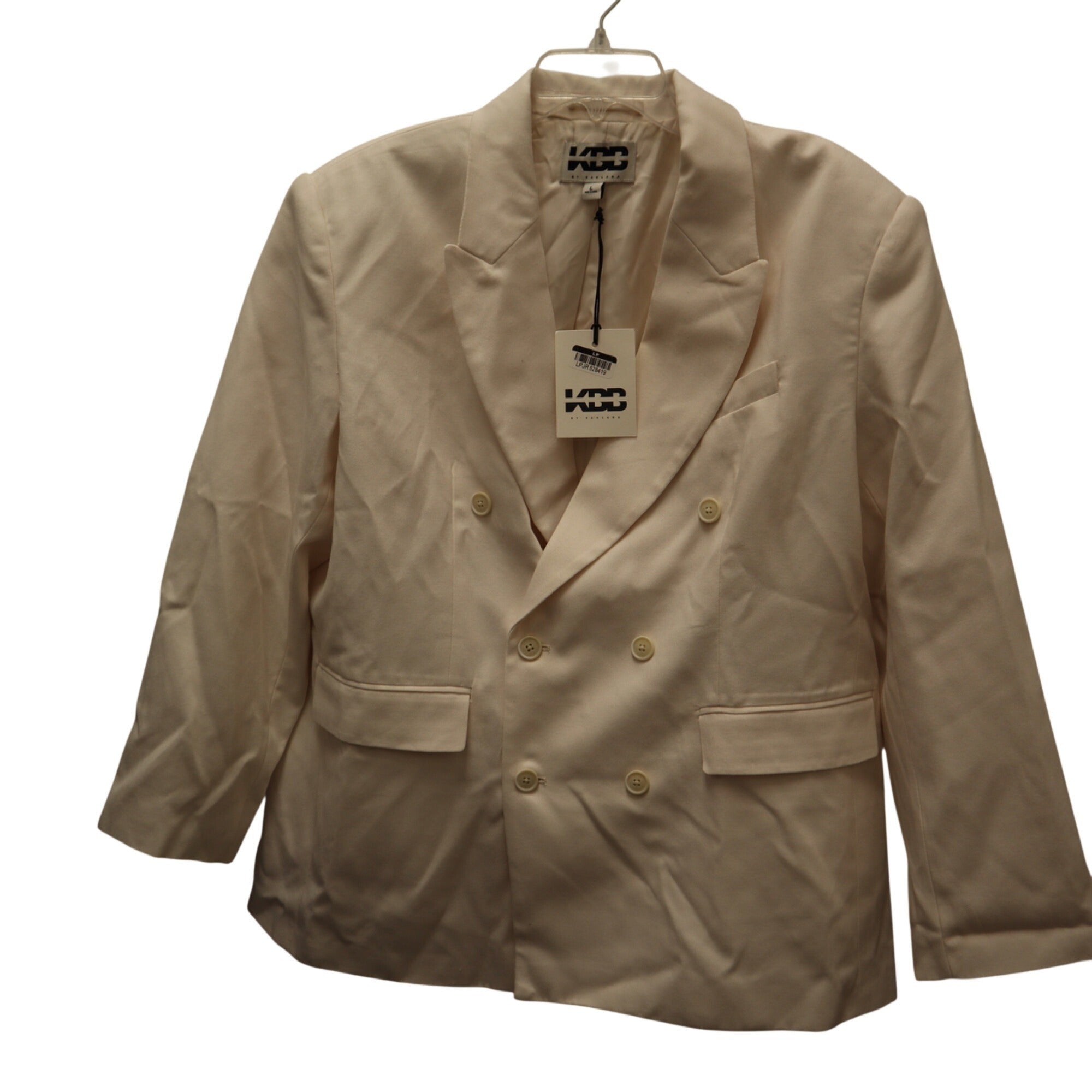 K-267 KBB Women's Size Large Double-Breasted Cream Blazer