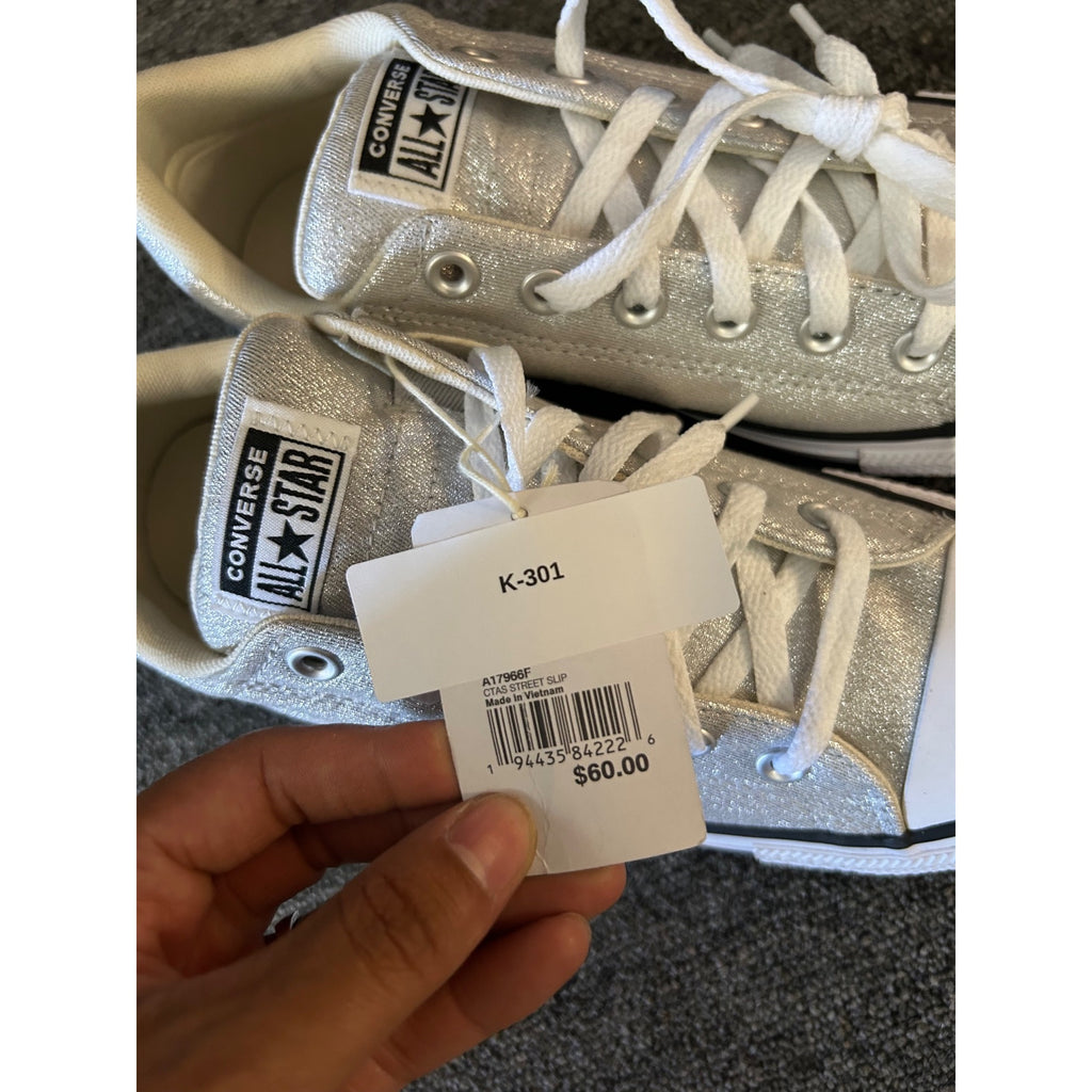 K-301 Converse All Star CTAS Street Slip Sneakers Womens Size 8 Barely Grey White/Black