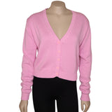 Brandy Melville  Women's Pink V-Neck Button-Up Cardigan Sweater One Size