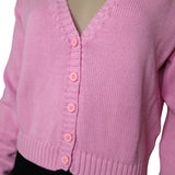 Brandy Melville  Women's Pink V-Neck Button-Up Cardigan Sweater One Size