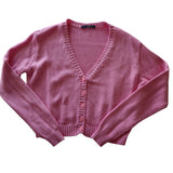 Brandy Melville  Women's Pink V-Neck Button-Up Cardigan Sweater One Size