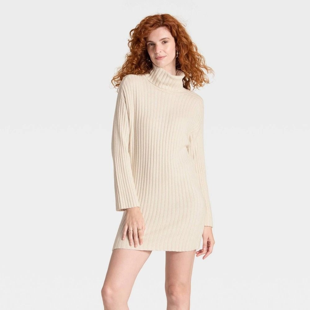K-161 A New Day Mini Sweater Dress Oatmeal Women's Size Medium