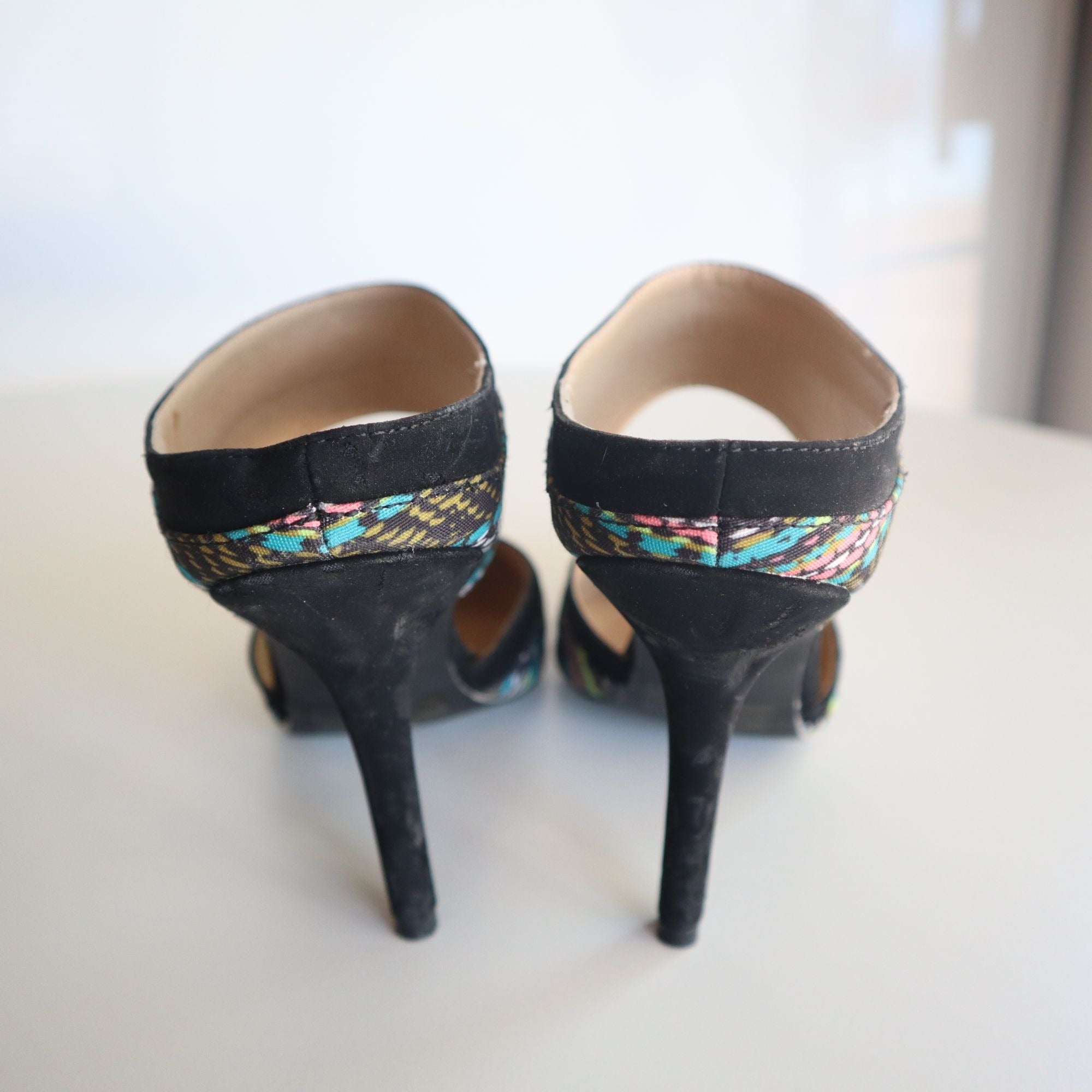 Multicolor Pointed Toe High Heel Mules By Qupid Size 7