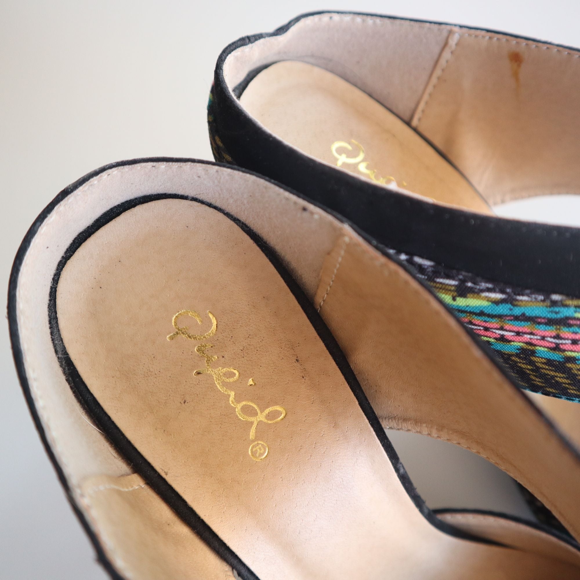 Multicolor Pointed Toe High Heel Mules By Qupid Size 7