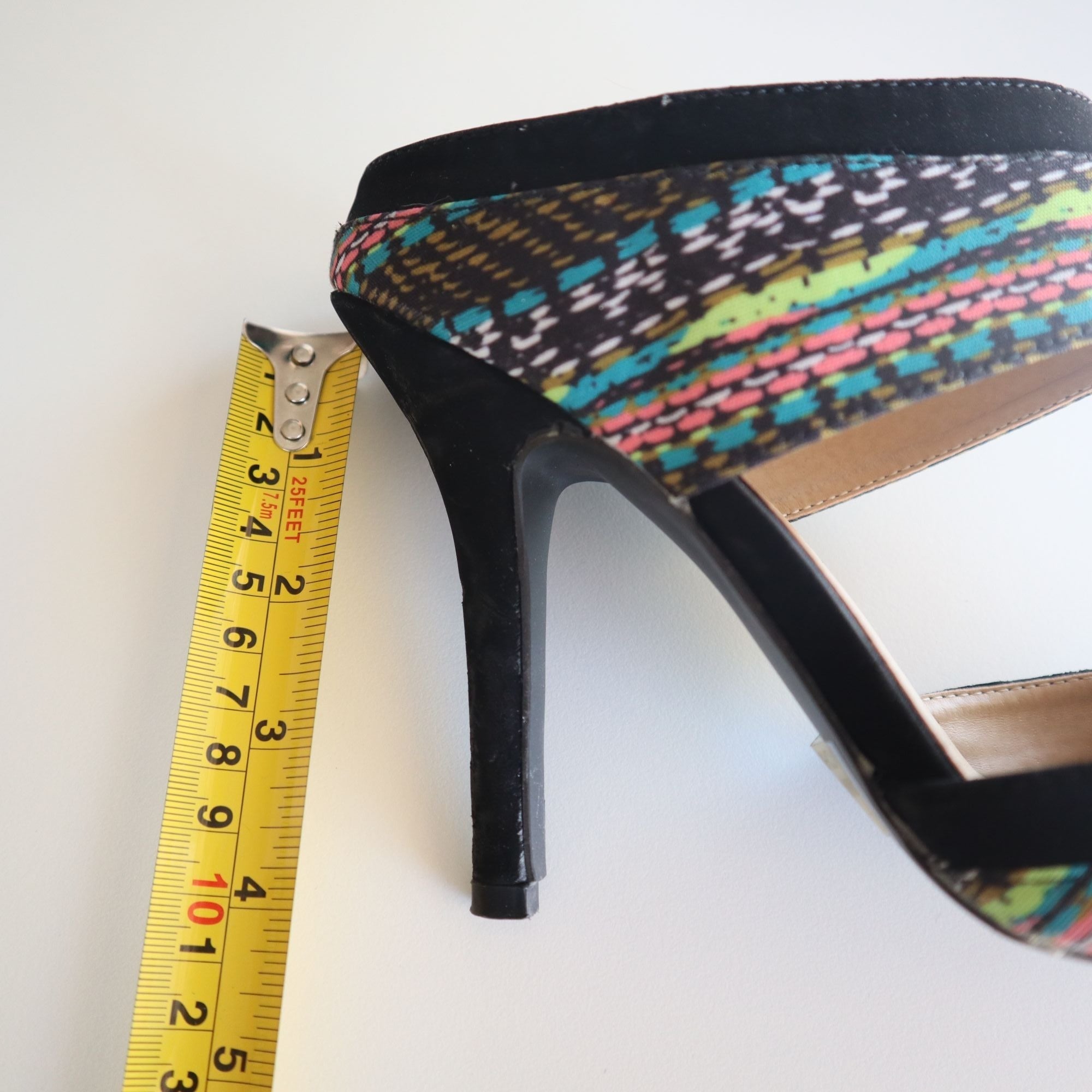 Multicolor Pointed Toe High Heel Mules By Qupid Size 7