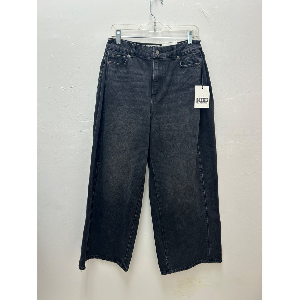 K-204 K433 By Kahlana Low Rise Wide Leg Jeans Black Denim Women's Size 4