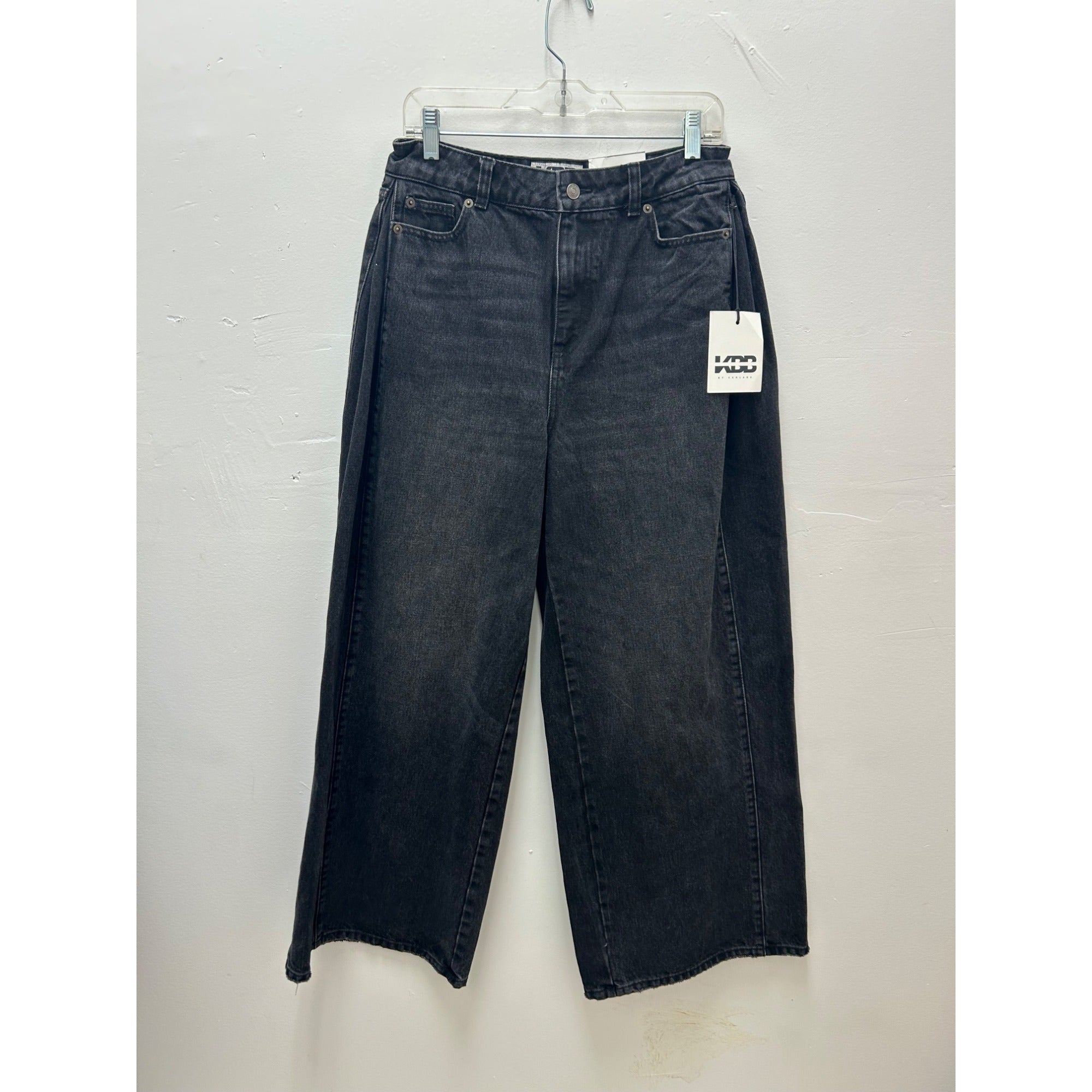 K-204 K433 By Kahlana Low Rise Wide Leg Jeans Black Denim Women's Size 4