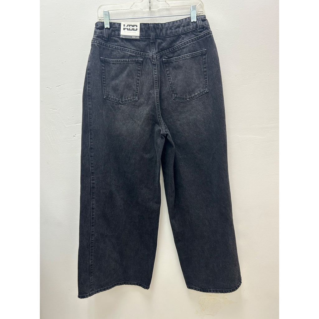 K-204 K433 By Kahlana Low Rise Wide Leg Jeans Black Denim Women's Size 4