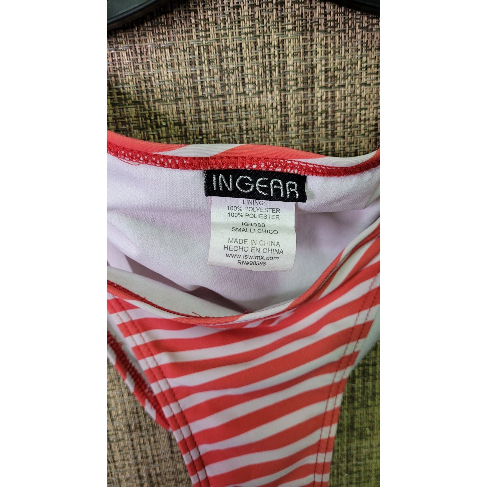 CG-4 Ingear Red & White Striped Bikini Bottom Side-Tie Design Size Small