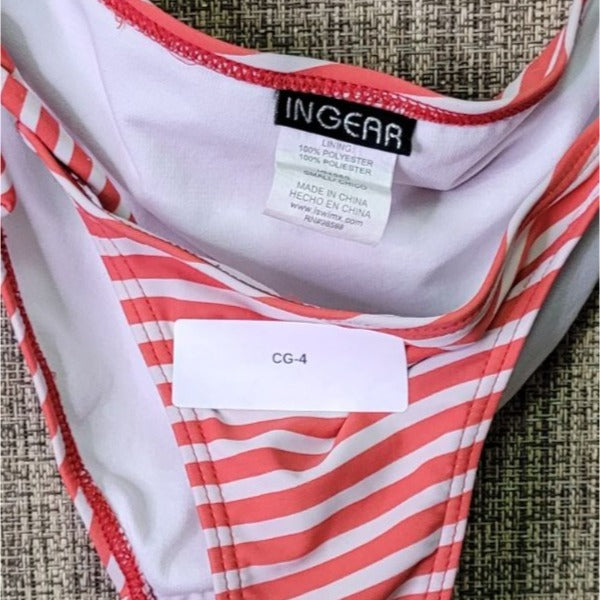 CG-4 Ingear Red & White Striped Bikini Bottom Side-Tie Design Size Small
