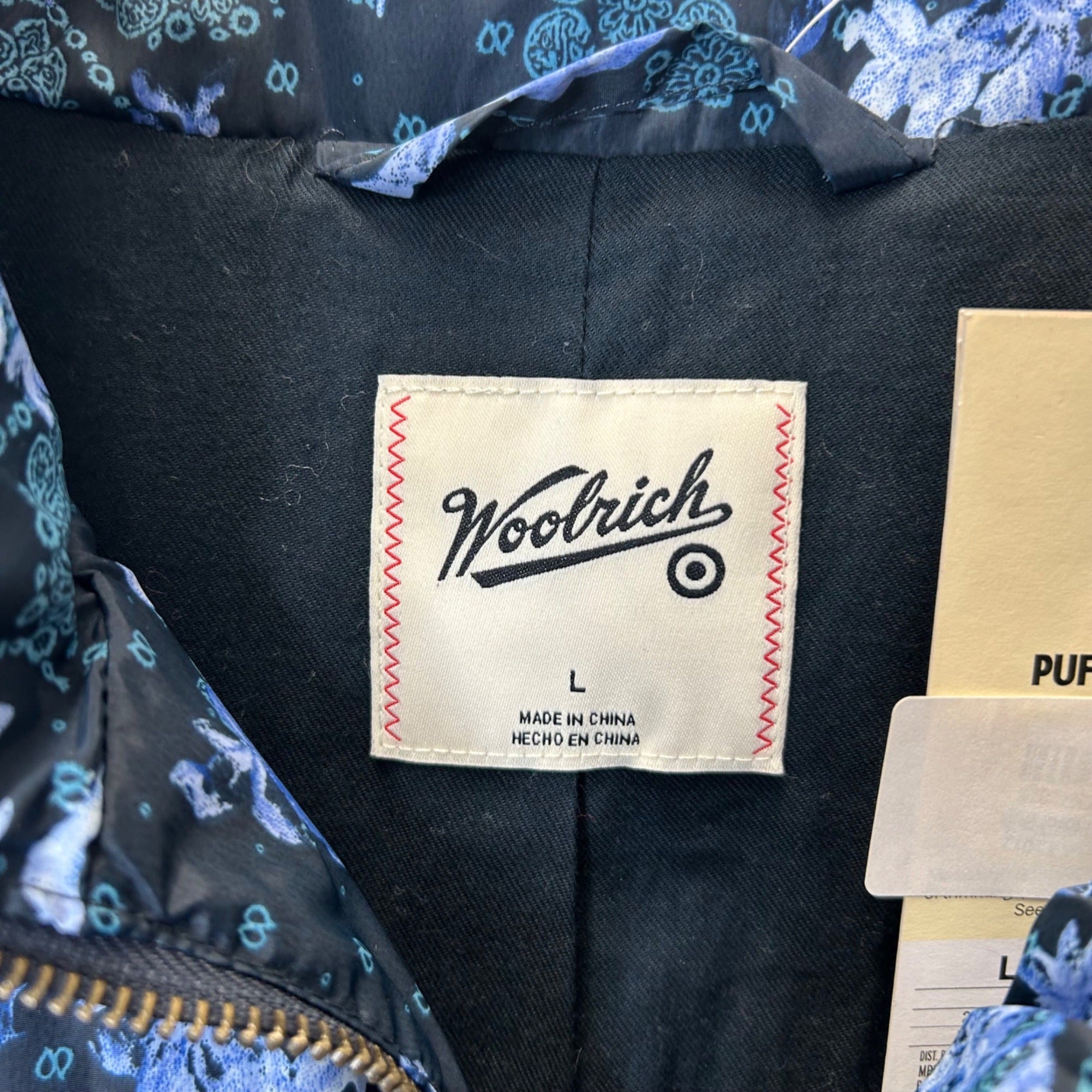 K-102 Woolrich Floral Quilted Puffer Jacket With Full Zip Size Large