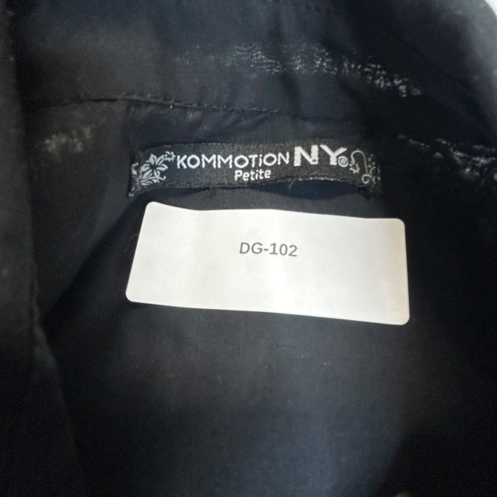 DG-102 Kommotion NY Petite Black Tunic-Length Button-Up Shirt Pintuck Details