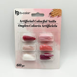 B Color Artificial Colorful Press on Nails Oval Shape, Glue Not Included 60 PC