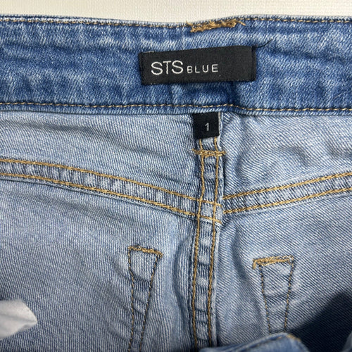 #961 STS Blue Size 1 Distressed Light Wash Denim Shorts With Raw Hem