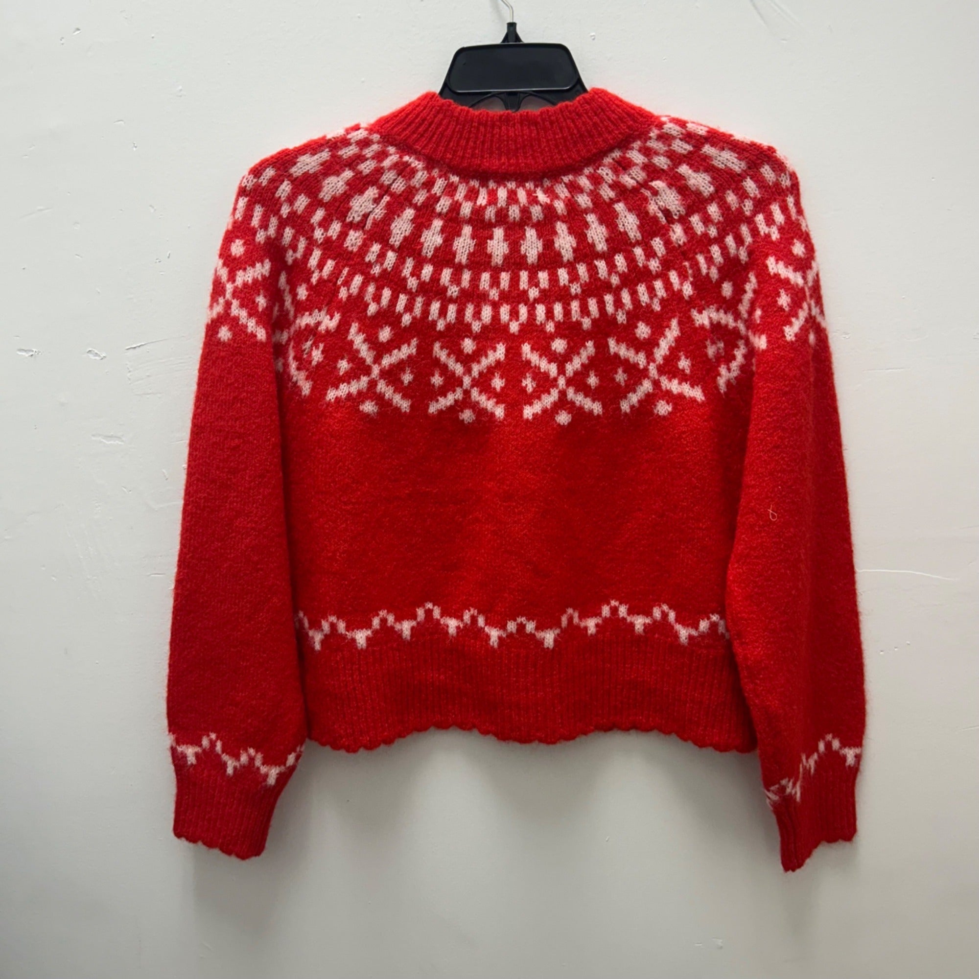 K-162 Universal Thread Fair Isle Button Front Knit Cardigan Sweater Red Women's Size Medium