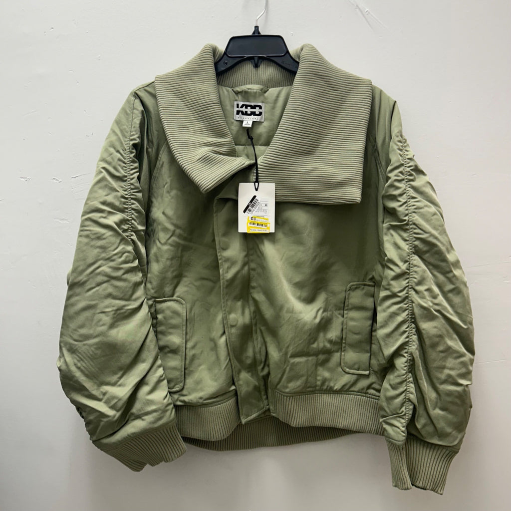 K-171 KBB by Kahlana Ribbed Collar Bomber Jacket Olive Green Women's Size Large
