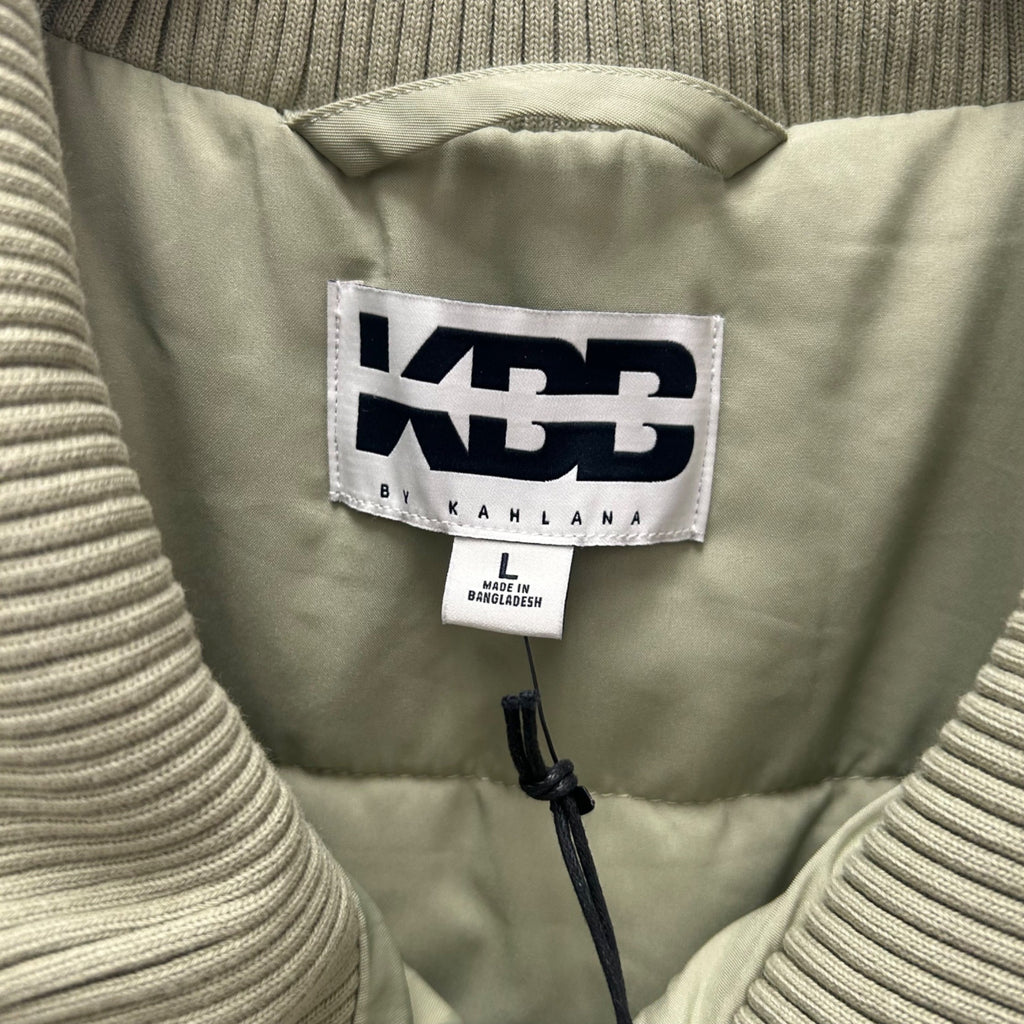 K-171 KBB by Kahlana Ribbed Collar Bomber Jacket Olive Green Women's Size Large