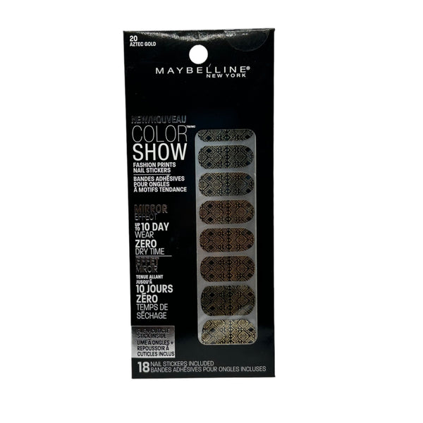 Maybelline Color Show "Aztec Gold" #20 Fashion Prints Nail Stickers 18 CT