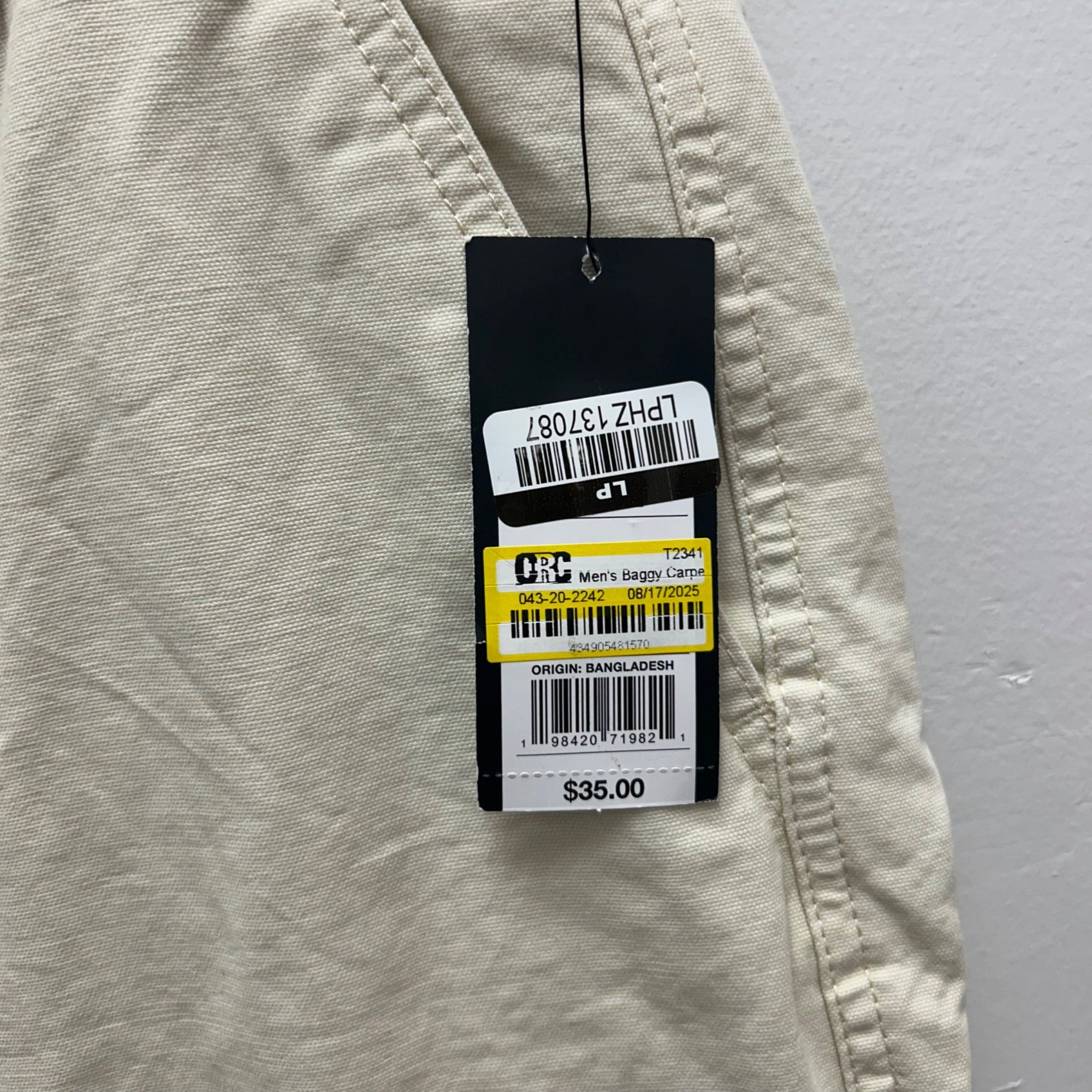 K-195 Original Use Carpenter Pants Baggy Utility Cream Men's Size 32x32