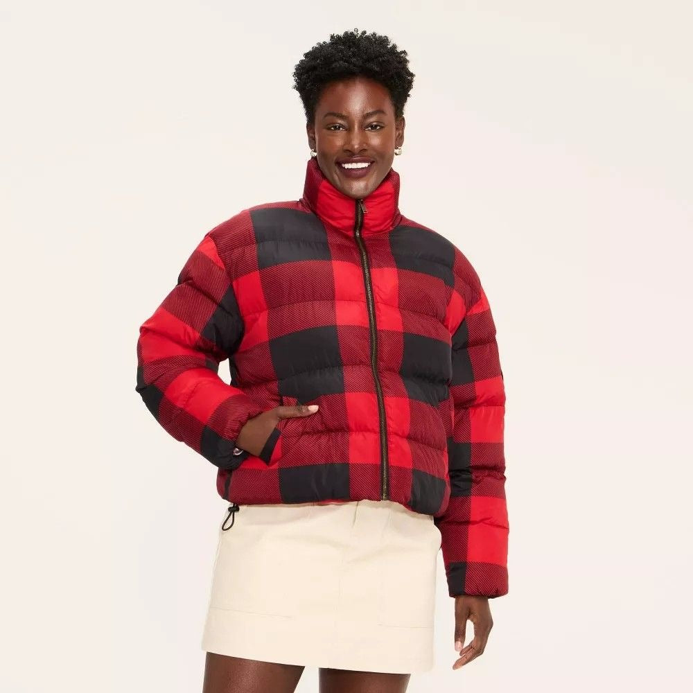 K-64 Woolrich Women's Buffalo Check Puffer Jacket Size Large