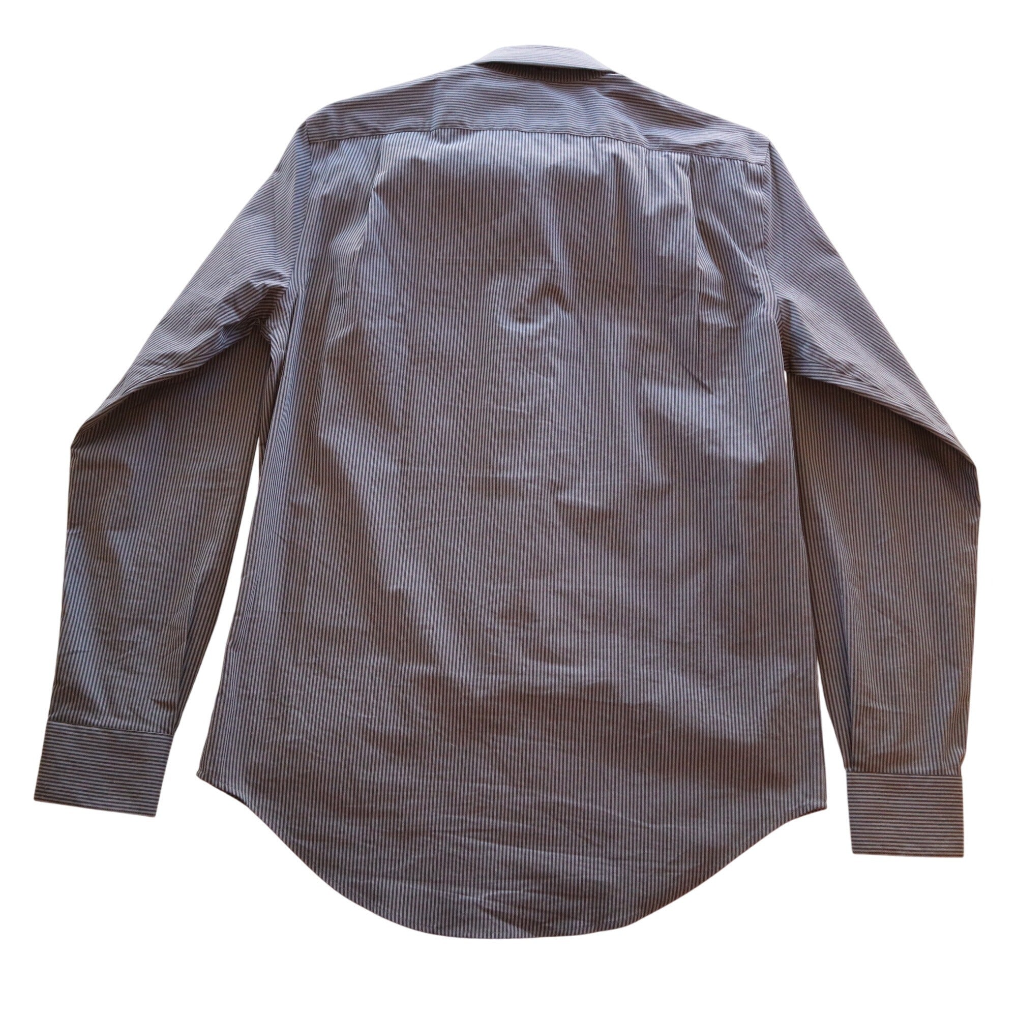 George Classic Fit Mens Dress Shirt Small Gray Stripe With Matching Zipper Tie