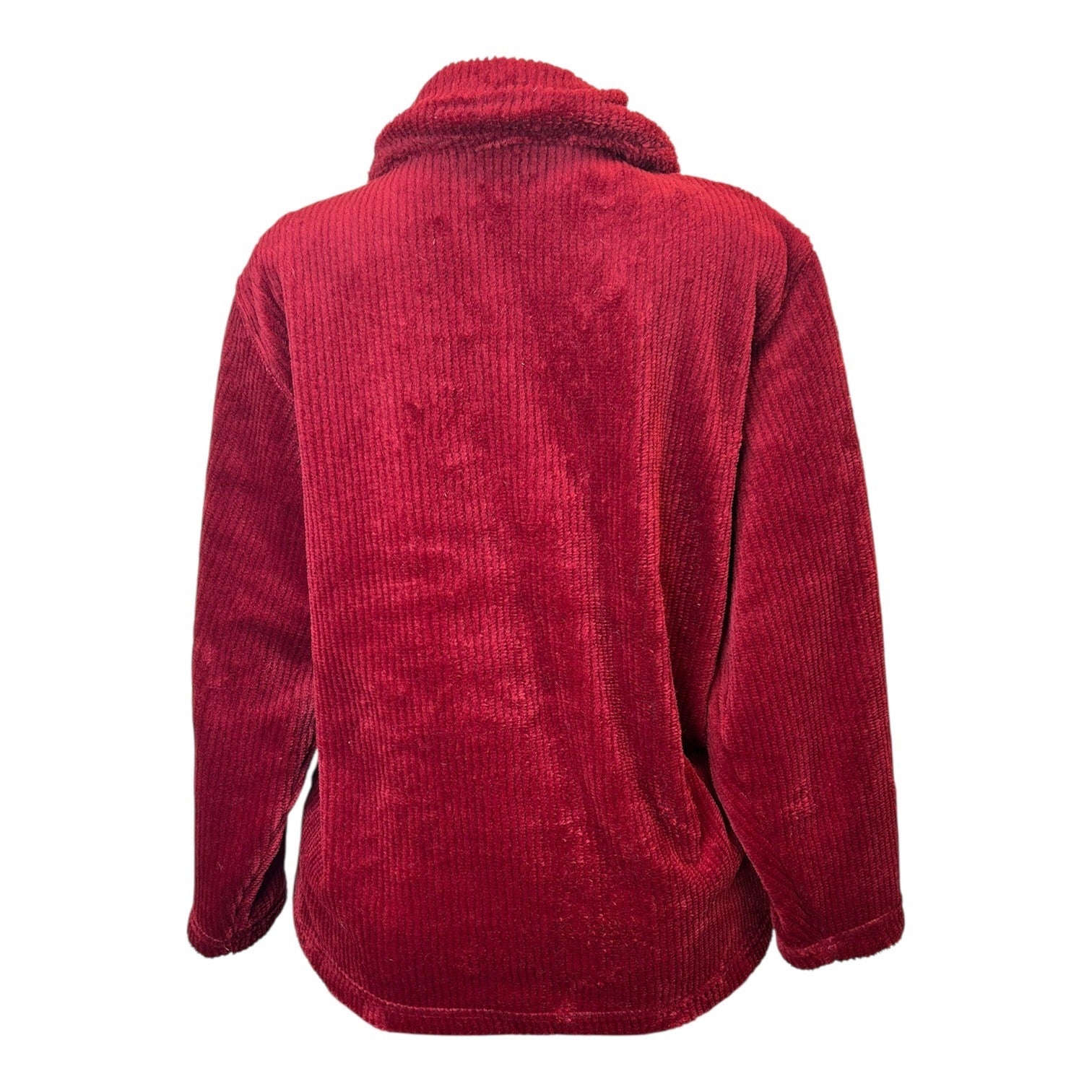 TG-3 Liz Claiborne Red Corduroy Double Breasted Coat Textured Winter Outerwear