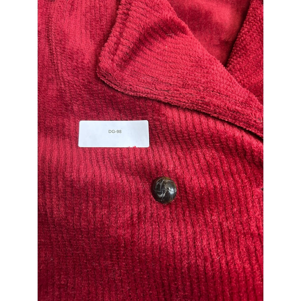 TG-3 Liz Claiborne Red Corduroy Double Breasted Coat Textured Winter Outerwear