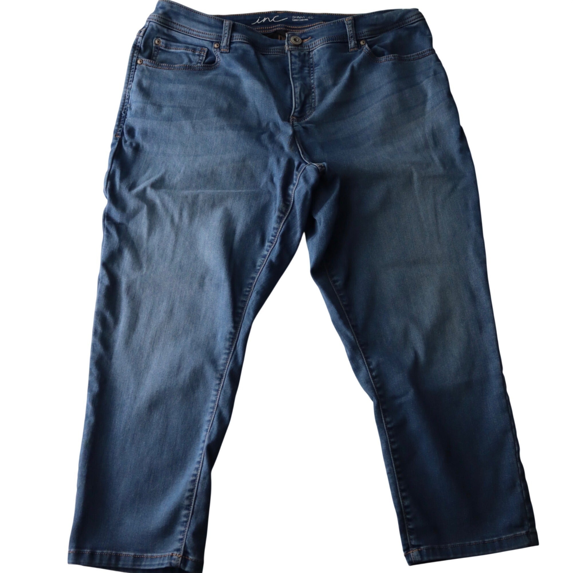 #921 INC Tummy Control Dark Wash Denim Skinny Leg Jeans Women's 16W
