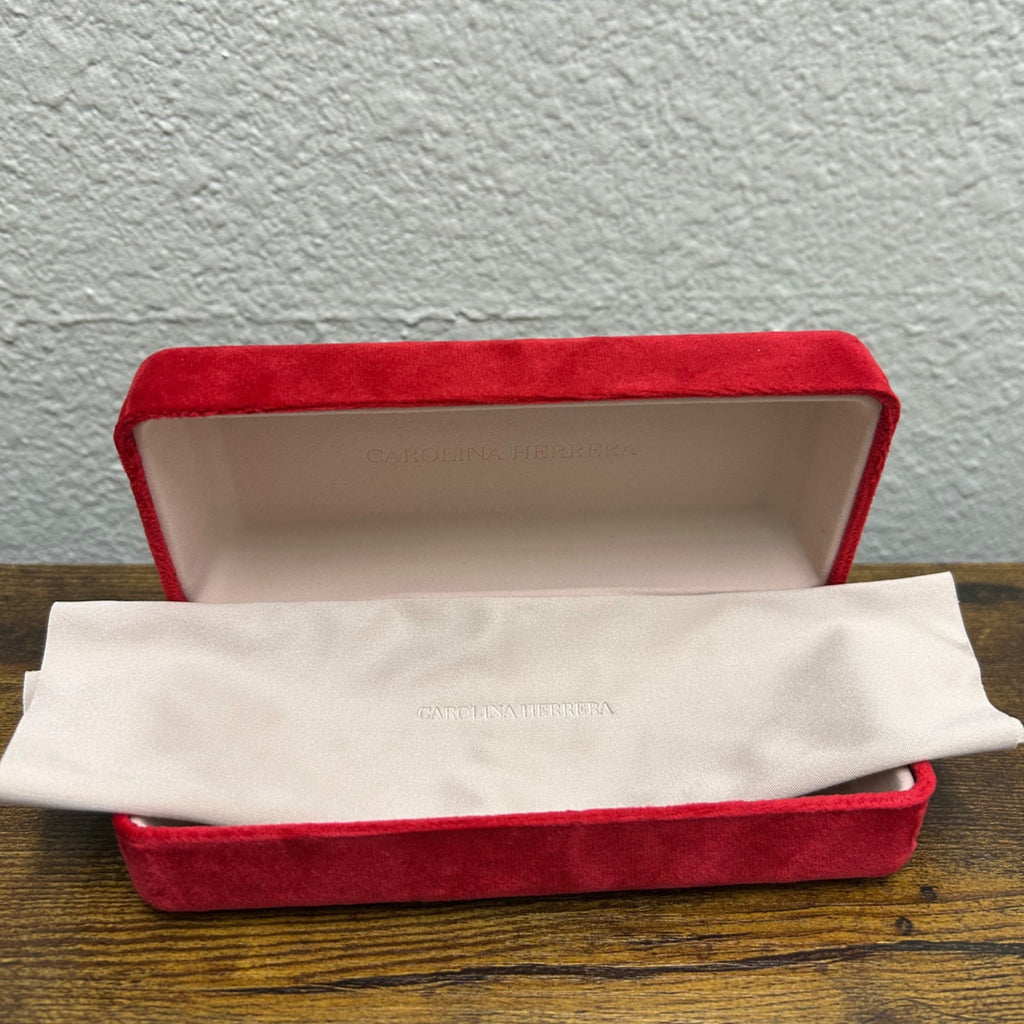 Carolina Herrera Red Velvet Sunglasses Case with Cleaning Cloth