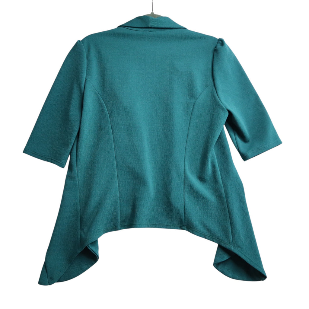 Teal Moa Women’s Size Medium Open Front Cardigan With 3/4 Sleeves & Draped Lapel