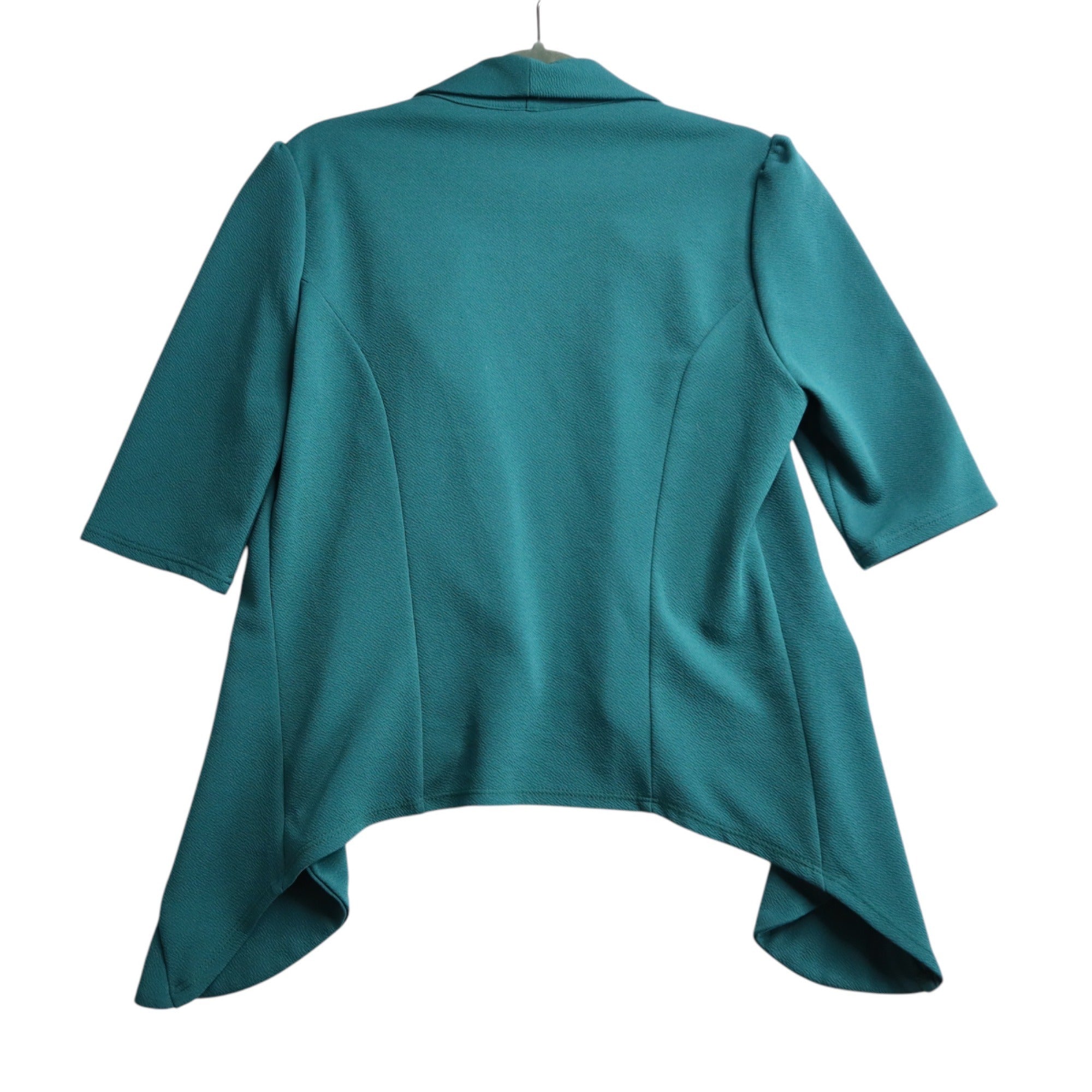 Teal Moa Women’s Size Medium Open Front Cardigan With 3/4 Sleeves & Draped Lapel