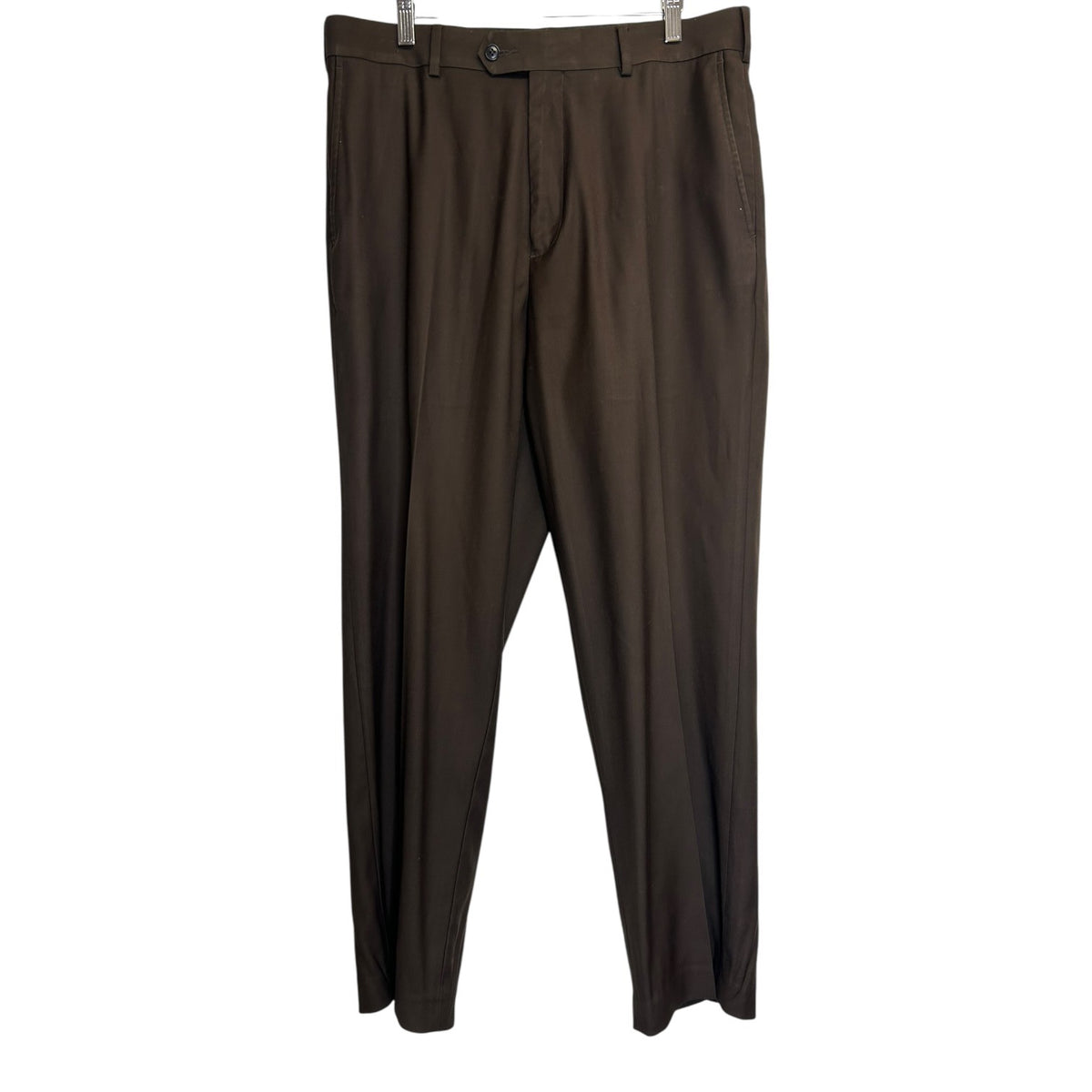 dark brown dress pants Metro Cocoa Luxury Blend Suit Inseam is unfinished DG-94 Covington Classic Flat Front