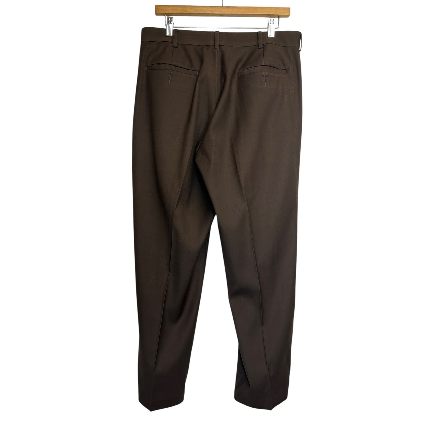 DG-94 Covington Classic Flat Front Dress Pants Dark Brown Business Attire Size 34/29