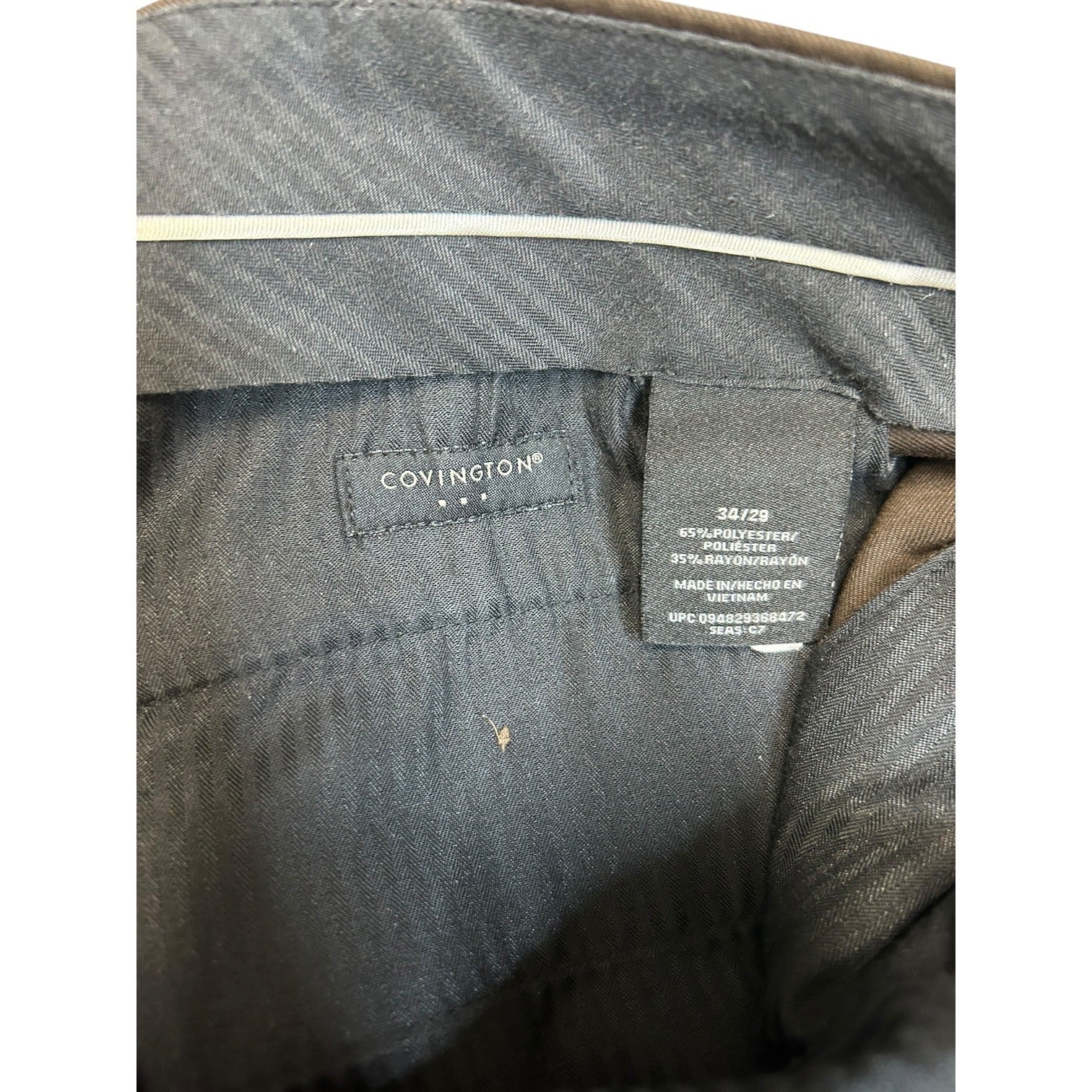 DG-94 Covington Classic Flat Front Dress Pants Dark Brown Business Attire Size 34/29